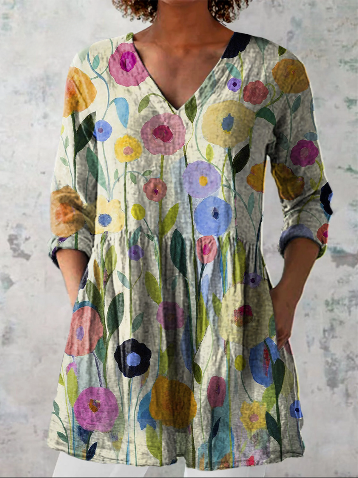 Blanca | Blusa larga de cuello en V