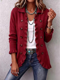 Anunciación | Chaqueta de Punto Rojo Rubí con Volante