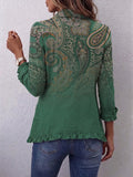 Dolores | Chaqueta Estampado Cachemira Verde con Volante
