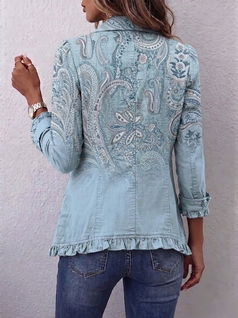 Teresa | Chaqueta Estampado Cachemira Vintage con Volante