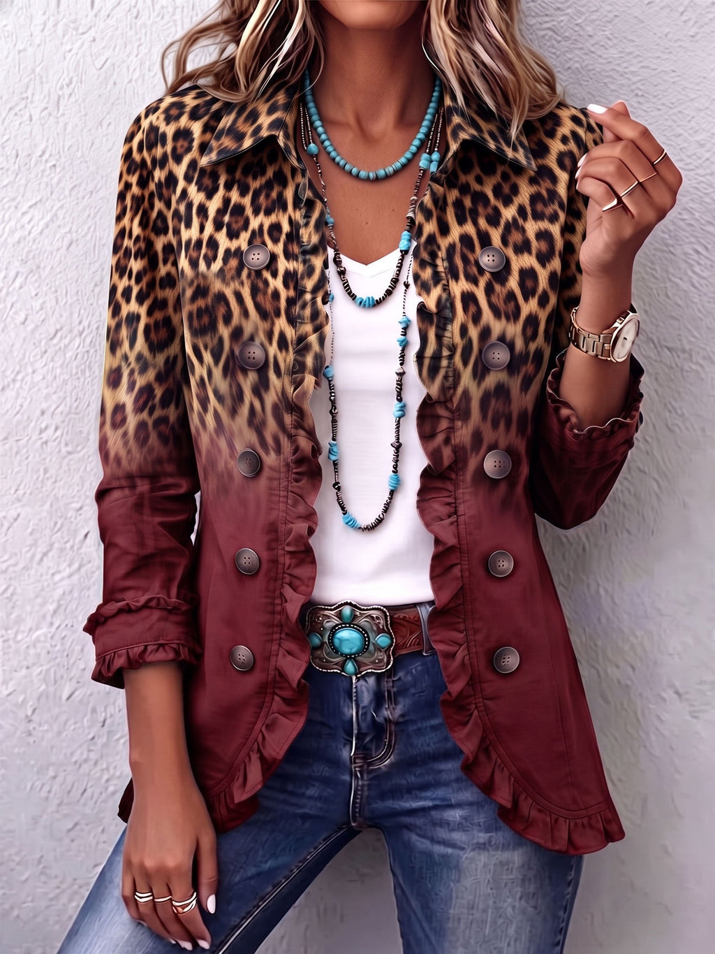 Giuliana | Blazer Leopardo Degradado con Volante