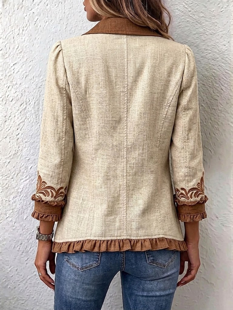 Yolanda | Chaqueta Floral Bordada con Volante